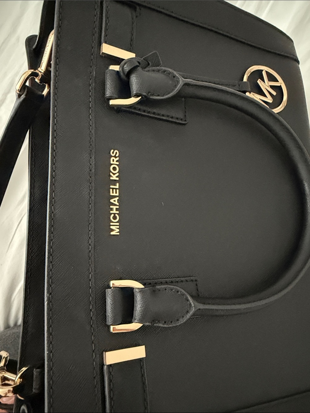 Michael Kors Black Saffiano Satchel with Gold Hardware - Picture 9 of 12